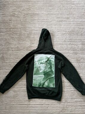 Taylor Black Hoodie with Green Portrait Print - Men